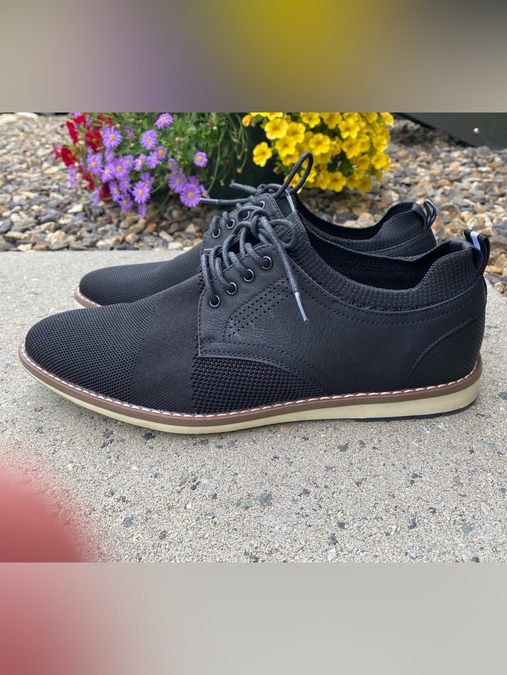 Steve Madden Men's Black Knit Lace-Up Oxfords